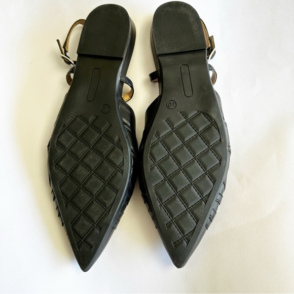 Di Donna Italy Black Leather Pointed-Toe Flats Slingback Minimalist Neutral 40 - Picture 6 of 9